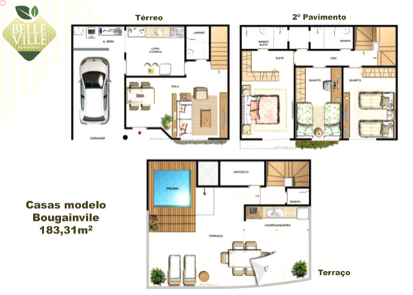 2-plantas de casas triplex