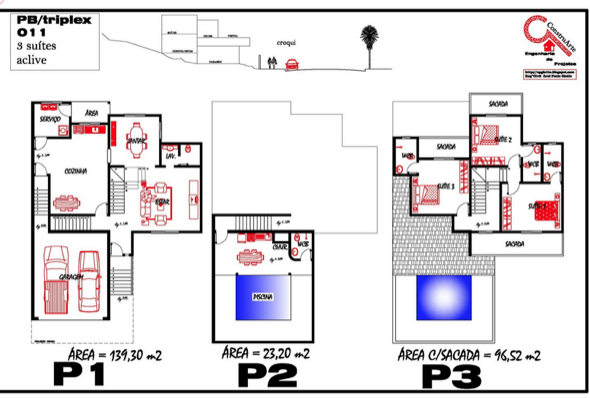 5-plantas de casas triplex