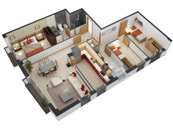 10-plantas de casas 3d modelos