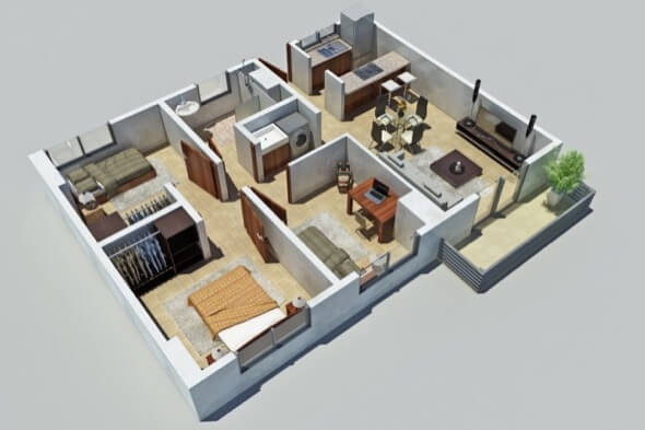 18-plantas de casas 3d modelos