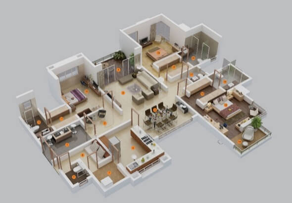 6-plantas de casas 3d modelos
