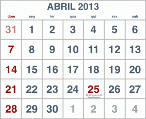 Calendário Abril 2013 para Imprimir 5