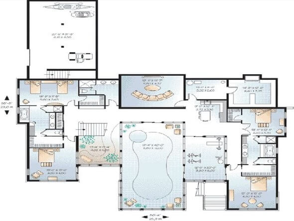 14-plantas de casas com piscinas modelos