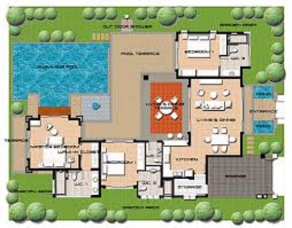 9-plantas de casas com piscinas modelos