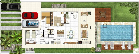 Plantas De Casas Com Piscina 32 Modelos Para Construcao