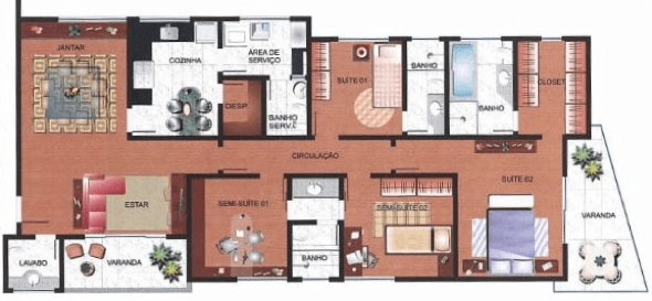 1-plantas de casas com 4 quartos