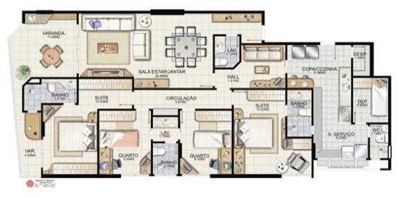 12-plantas de casas com 4 quartos