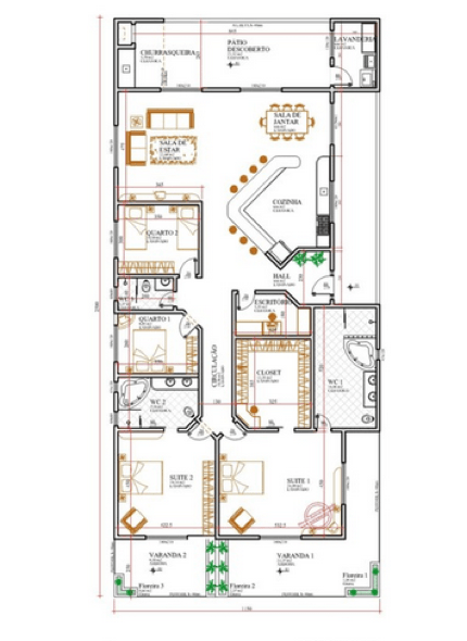 15-plantas de casas com 4 quartos