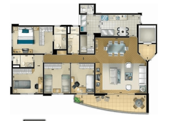 2-plantas de casas com 4 quartos