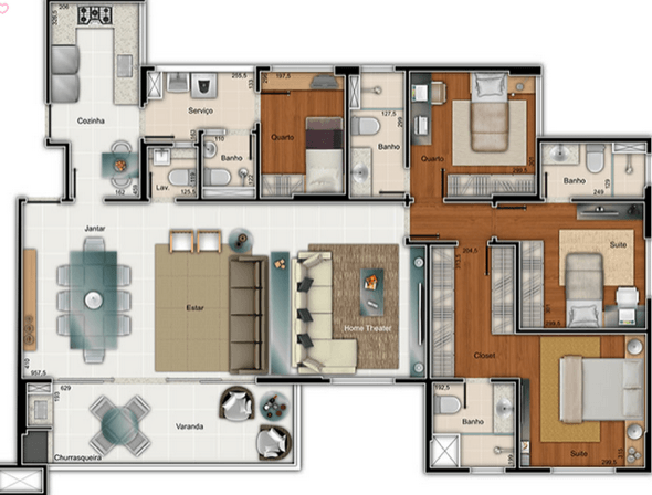 20-plantas de casas com 4 quartos