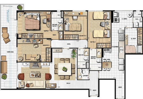 22-plantas de casas com 4 quartos