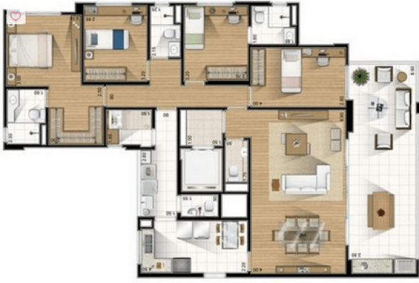 24-plantas de casas com 4 quartos