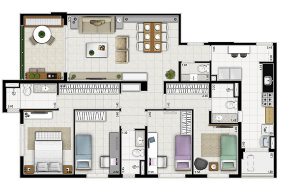 25-plantas de casas com 4 quartos