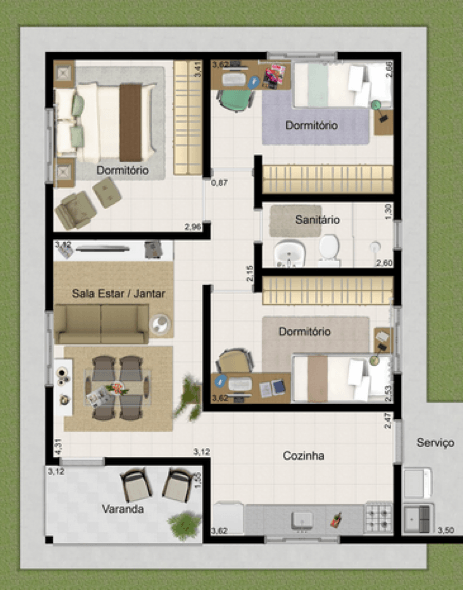 28-plantas de casas com 4 quartos