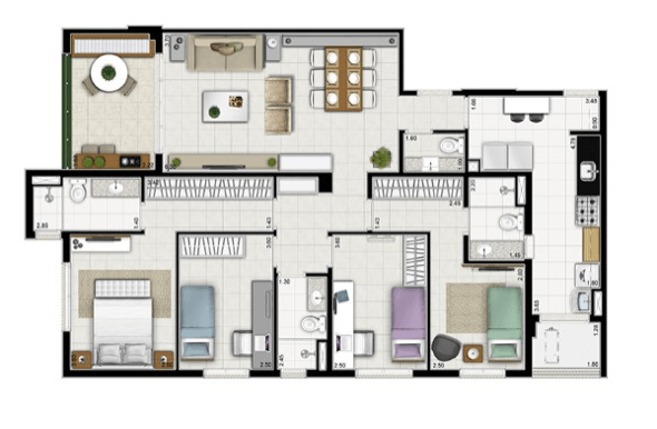 6-plantas de casas com 4 quartos