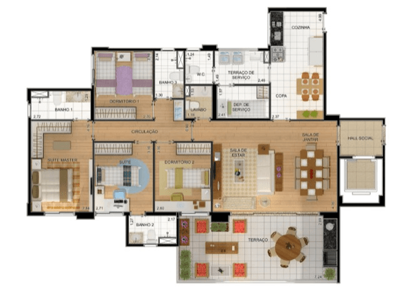 7-plantas de casas com 4 quartos