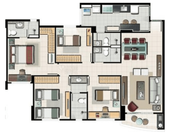 8-plantas de casas com 4 quartos