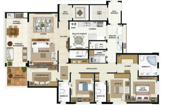 9-plantas de casas com 4 quartos