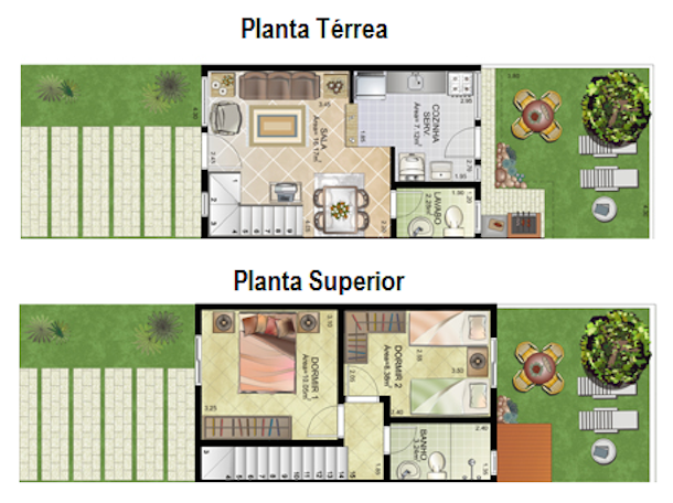 Plantas de casas de meio lote10