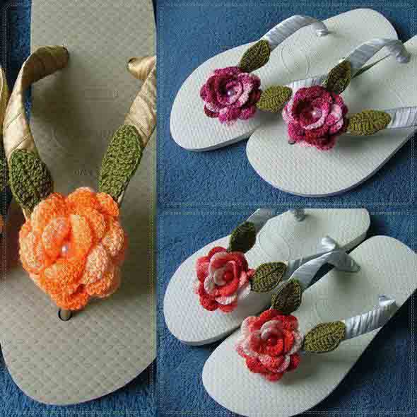 Decorar chinelo com crochê 004