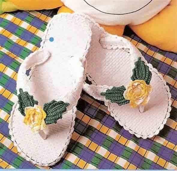 Decorar chinelo com crochê 005