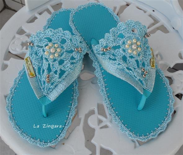 Decorar chinelo com crochê 009