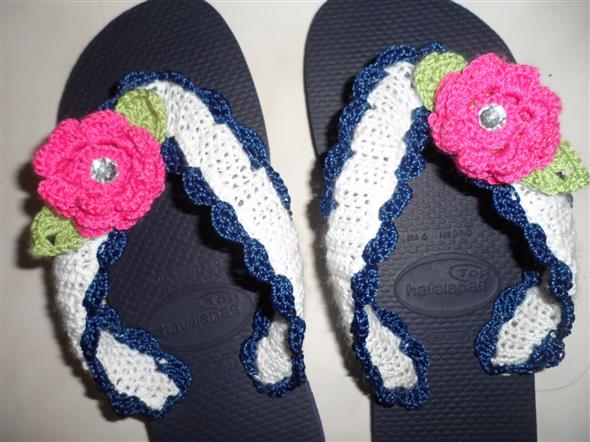 Decorar chinelo com crochê 014