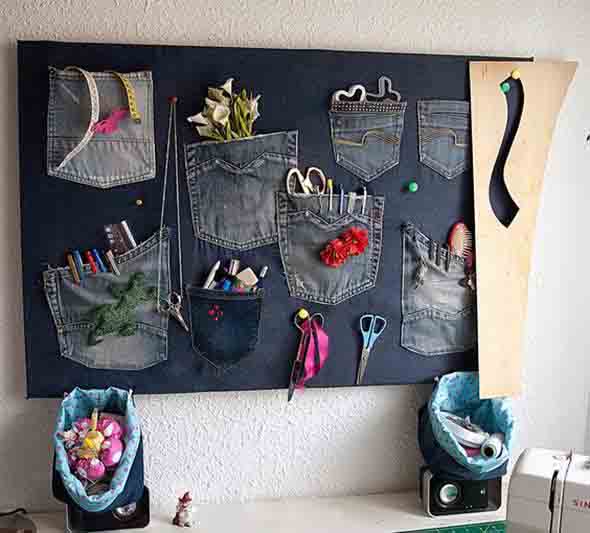 Painel organizador feito de jeans 011