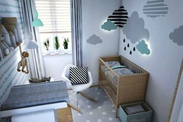 Quarto decorado com nuvens 001