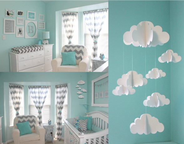 Quarto decorado com nuvens 003