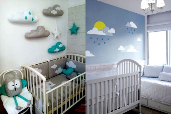 Quarto decorado com nuvens 004