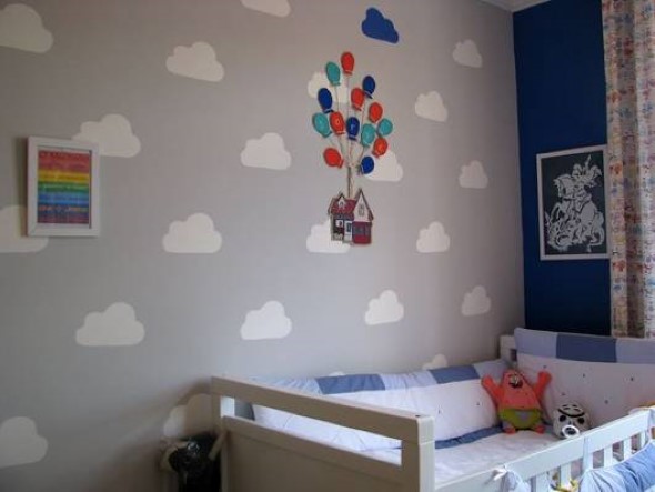 Quarto decorado com nuvens 015