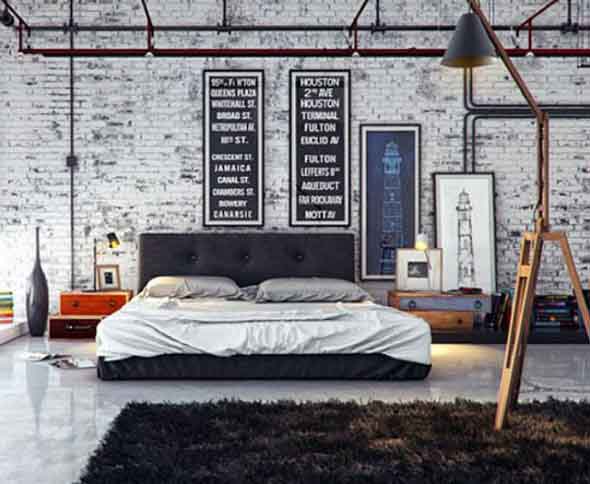 Decoração industrial em quarto masculino 006