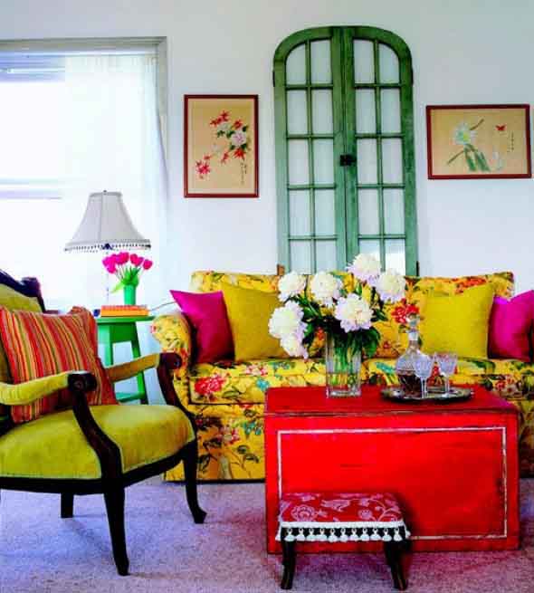 Janelas coloridas dentro de casa na decoração 007