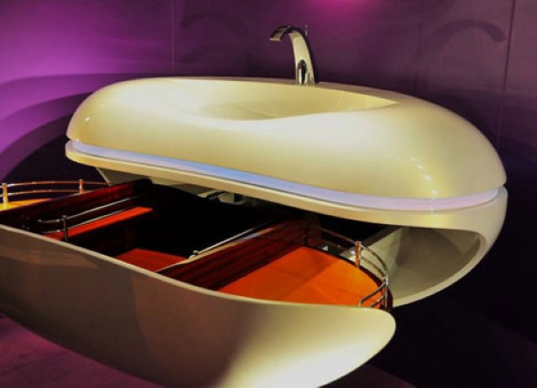 Pias de banheiro com estilo futurista 015