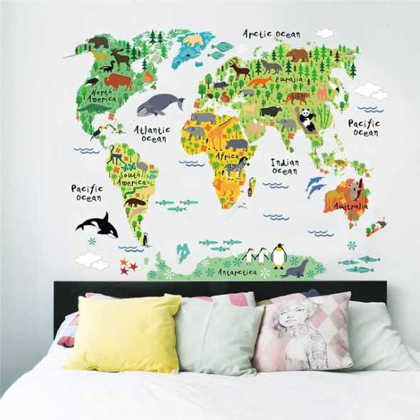 Decorar o quarto com mapa mundi 003