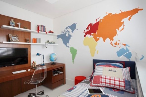 Decorar o quarto com mapa mundi 009