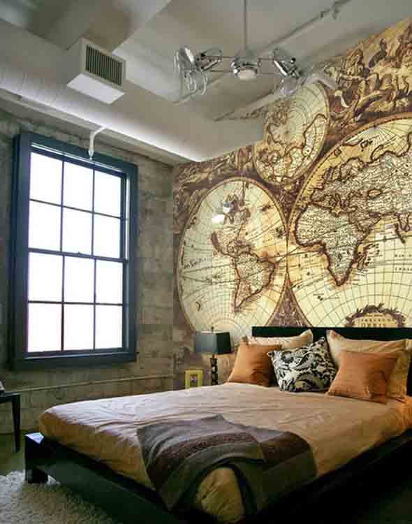 Decorar o quarto com mapa mundi 011