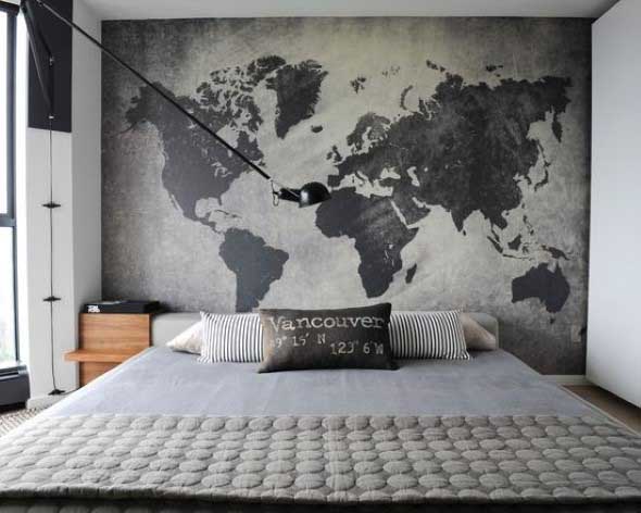 Decorar o quarto com mapa mundi 012