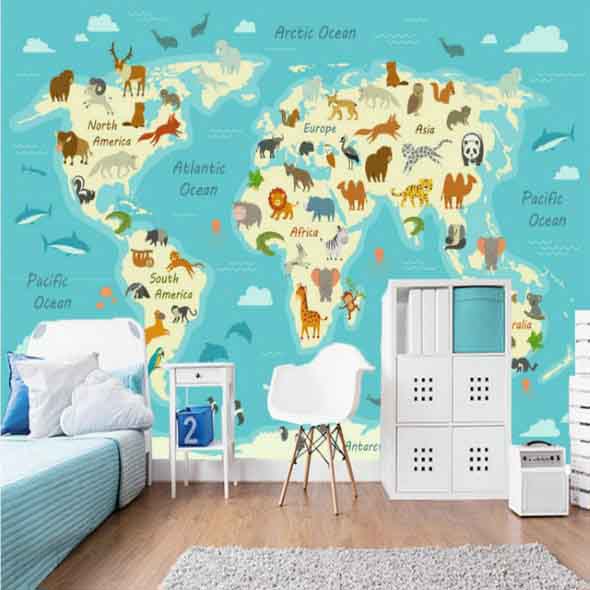 Decorar o quarto com mapa mundi 020