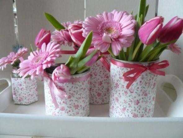 Como organizar flores com vasos artesanais 015