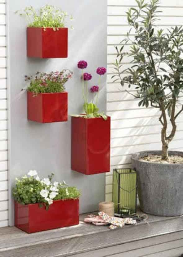 Vasos de plantas quadrados na decoração 016