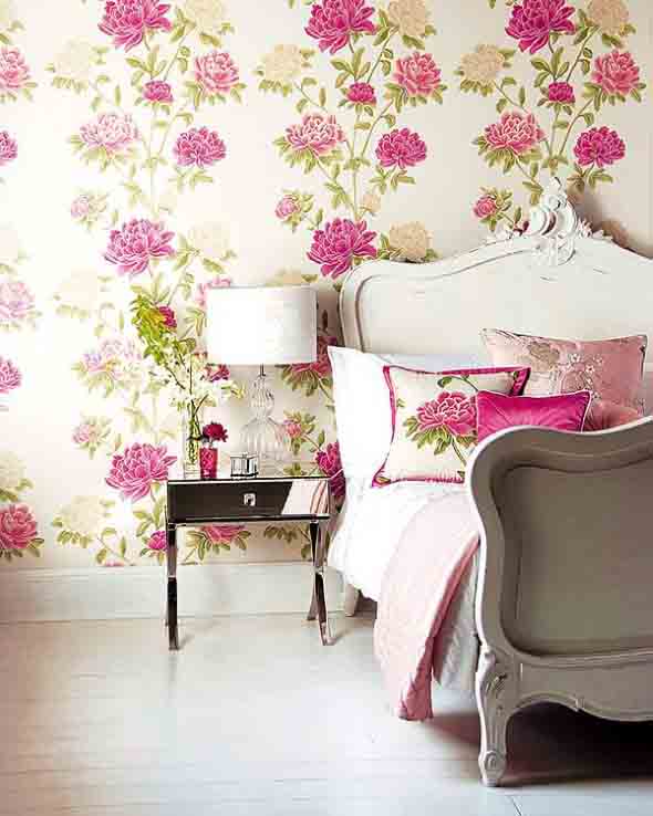 Papel de parede floral na decoração 001