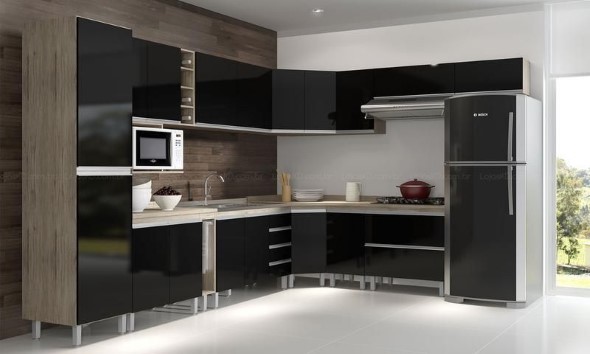 Cozinhas com armários pretos 007