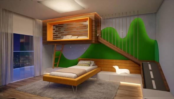 Quarto infantil com tema casa na árvore 018